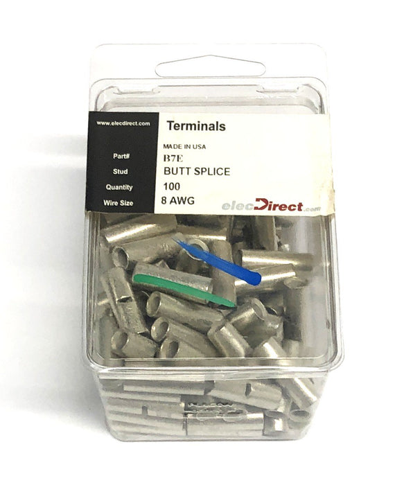 ElecDirect 100 Pack 600V 8AWG Butt Splice Terminals B7E NOS