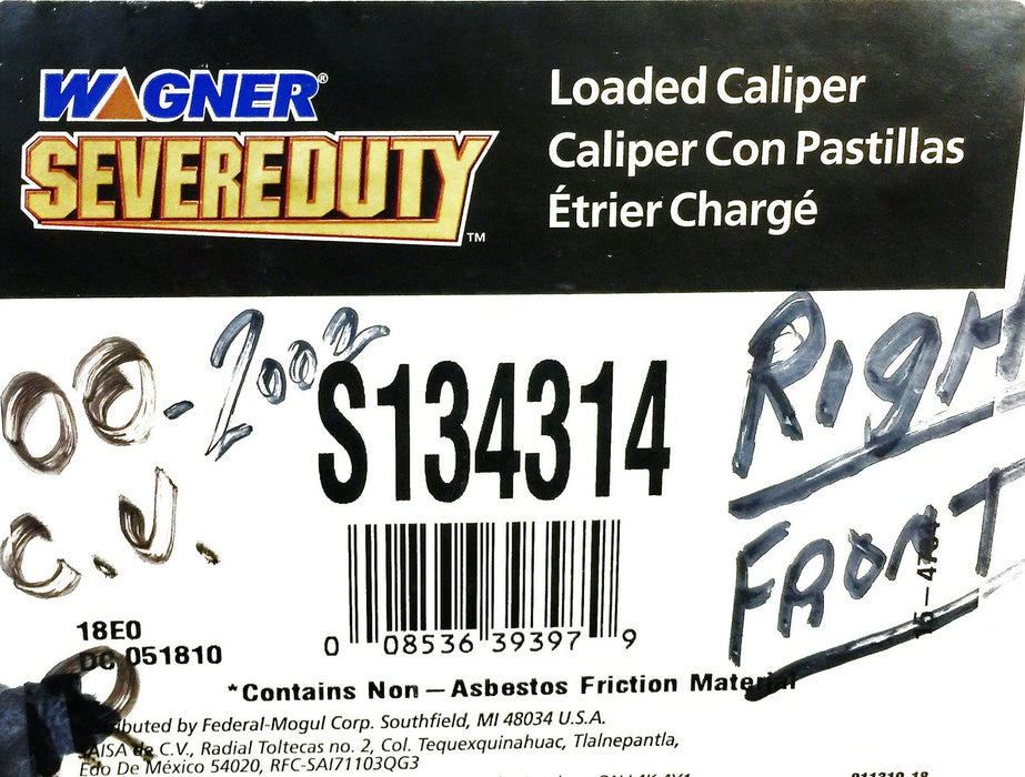 Wagner Severe Duty (RH) Front Loaded Caliper S134314 NOS