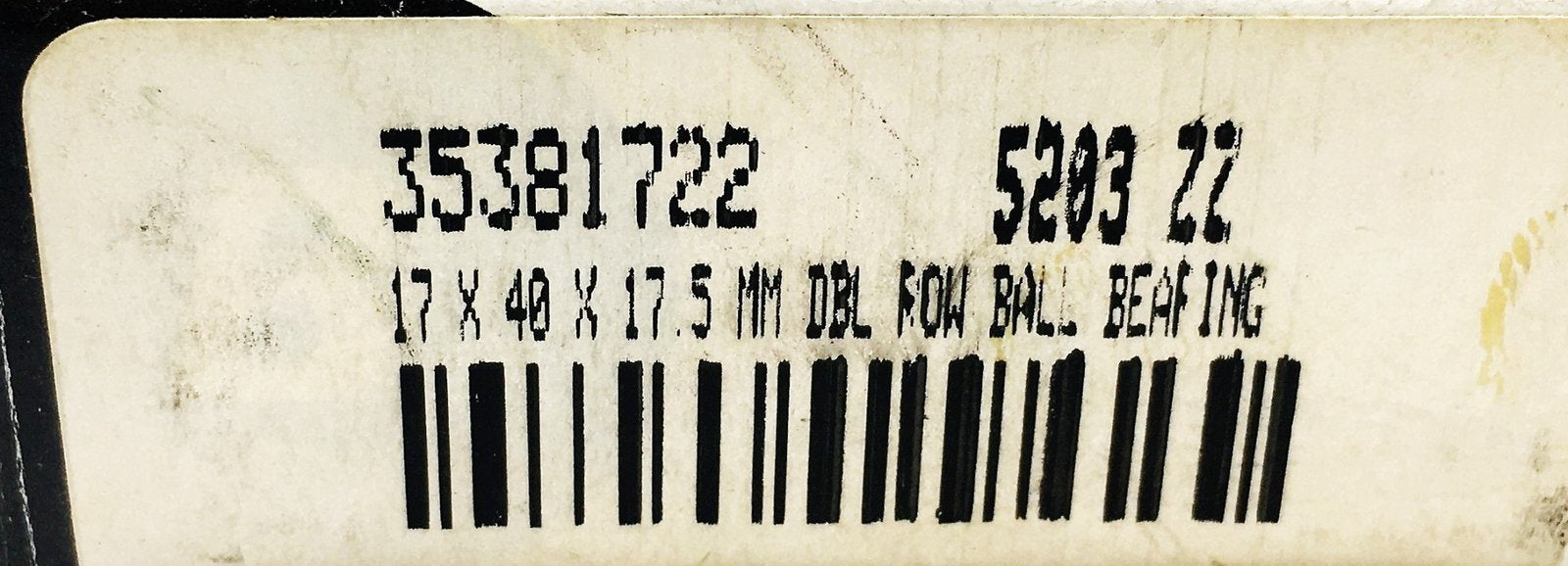 Bearings Limited 17X40X17.5MM Double Row Ball Bearing 35381722 (5203 ZZ) NOS