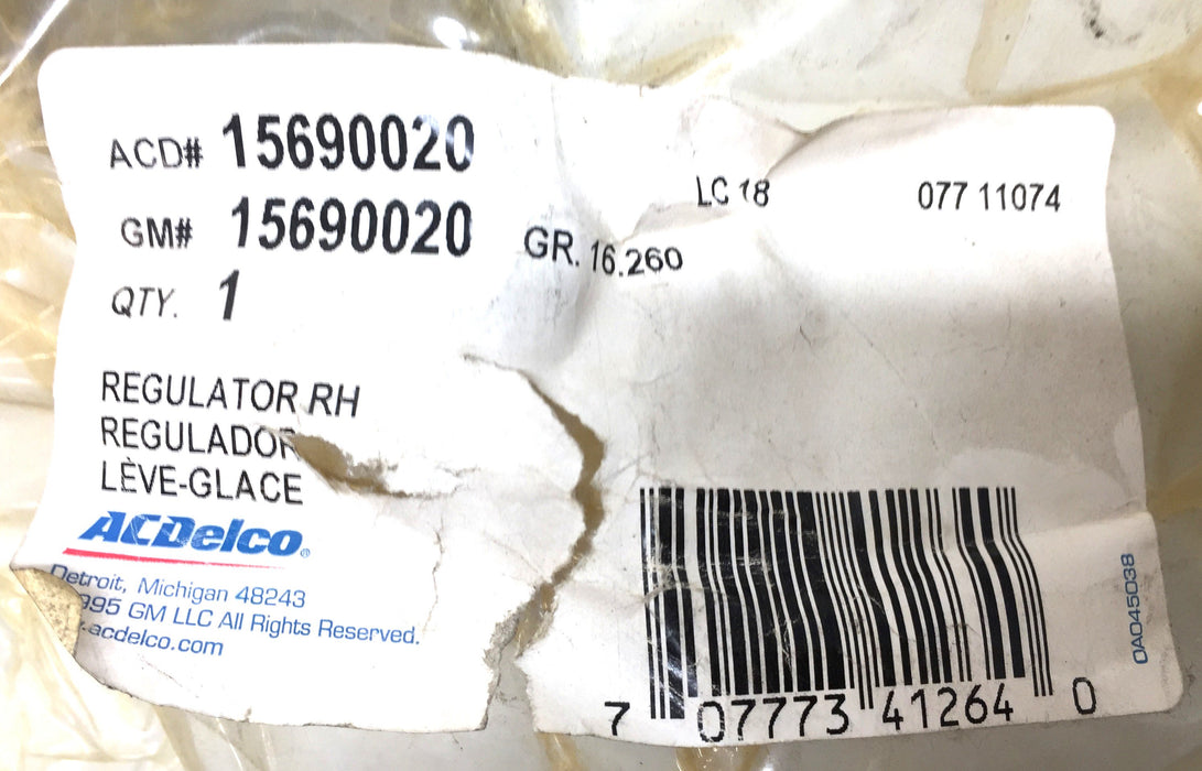ACDelco\GM Rear Side-Door Window Regulator 15690020 NOS