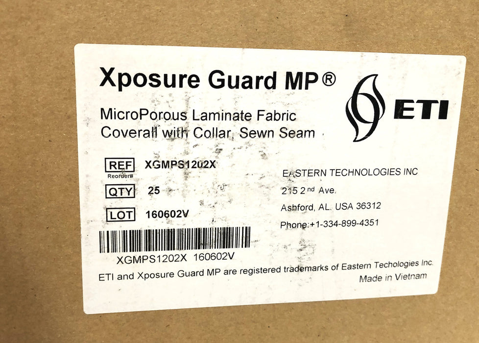 ETI Case of 25 2XL Xposure Guard MP Coverall With Collar XGMPS1202XL NOS