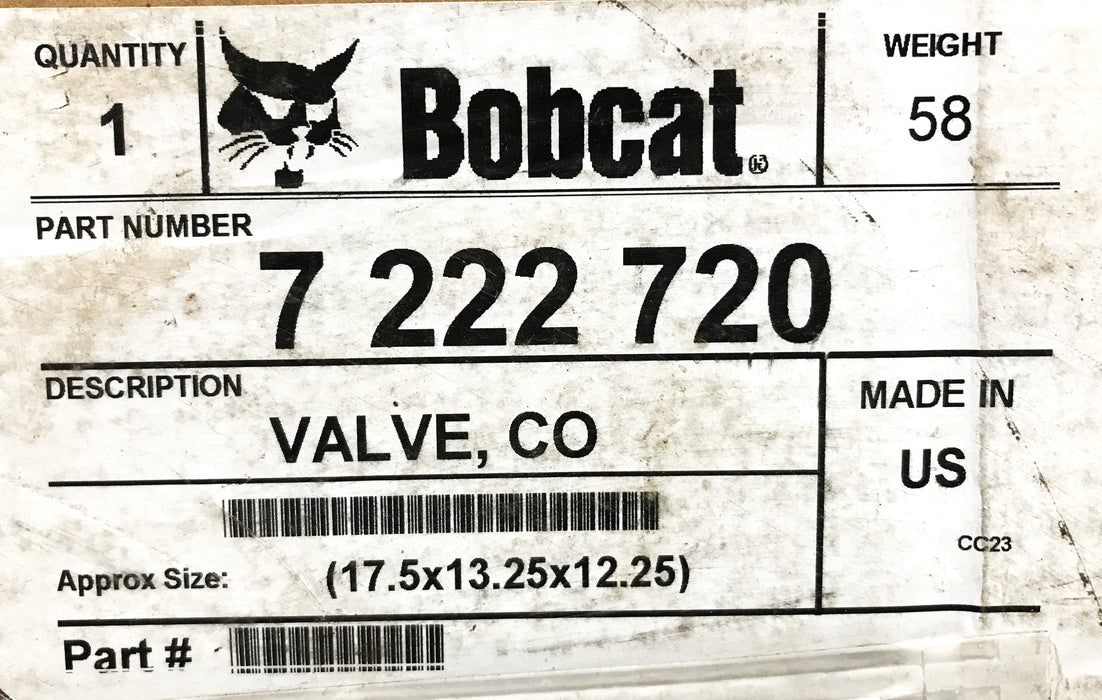 Bobcat Hydraulic Control Service Valve for Loaders 7222720 REFURBISHED