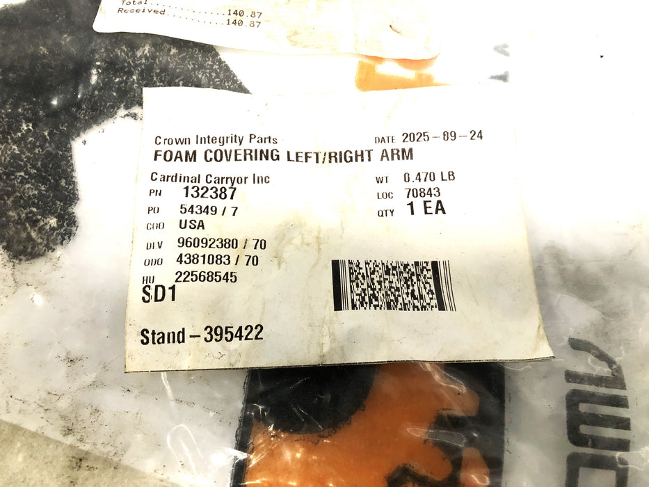 Crown Left/Right Arm Foam Covering 132387 NOS