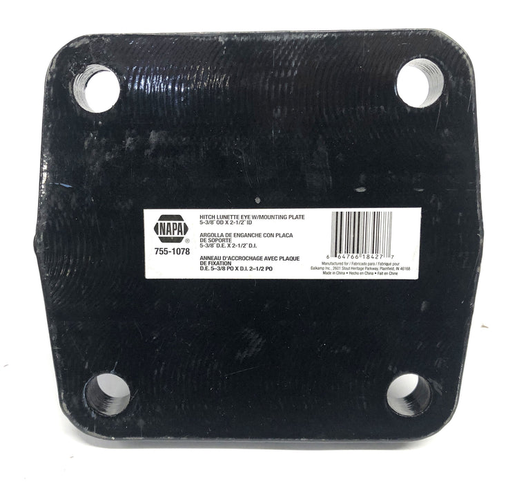 NAPA 2-1/2 Inch Hitch Lunette Eye With 4-Bolt Mounting Plate 755-1078 NOS