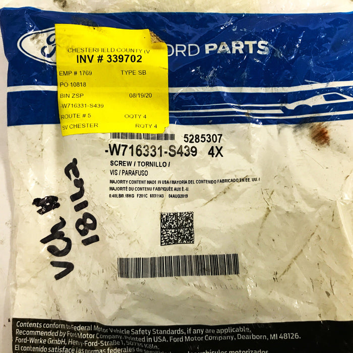 Ford Cross Member Bolt W716331-S439 [Lot of 4] NOS