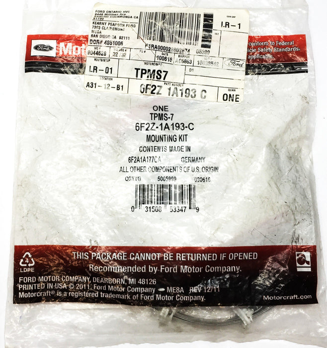 Ford Motorcraft TPMS-7 Mounting Kit 6F2Z1A193C NOS