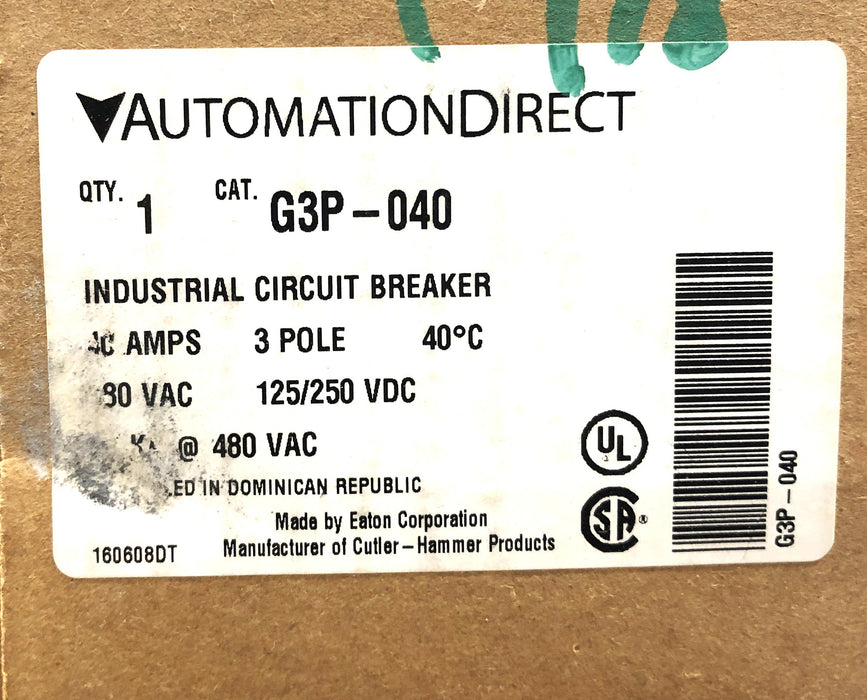 AutomationDirect Industrial Circuit Breaker Missing Hardware G3P-040 NOS