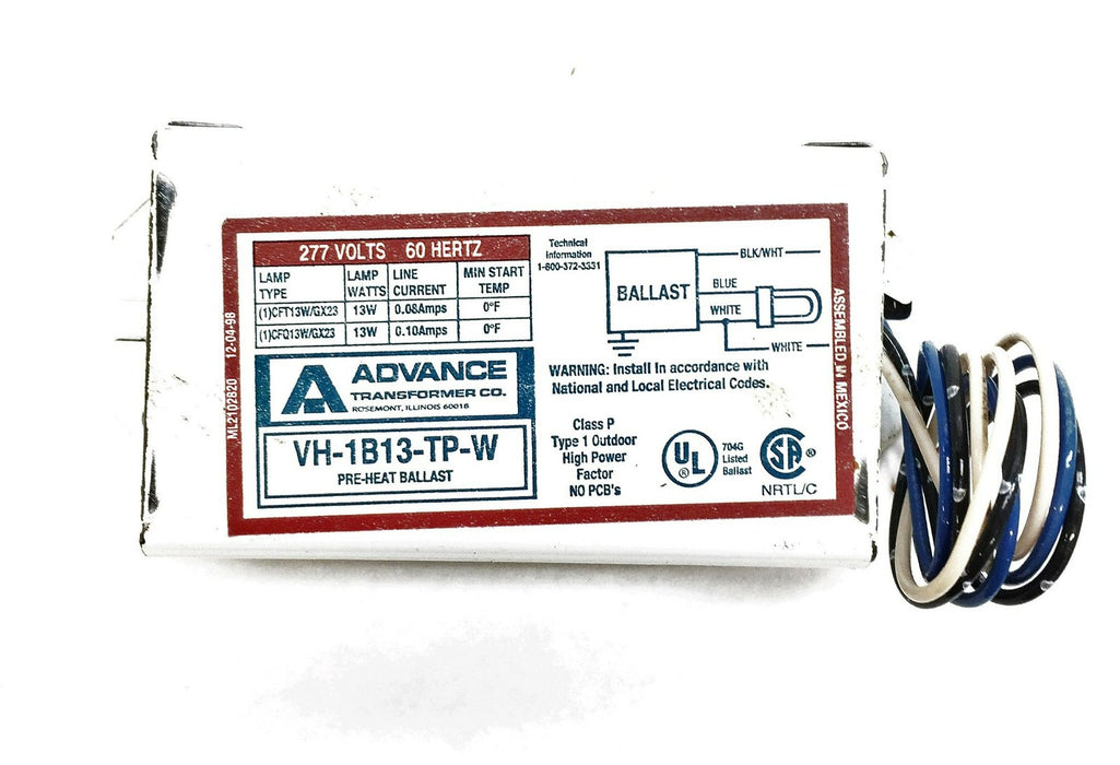 Advance Pre-Heat Ballast VH1B13TPW (6V987) NOS