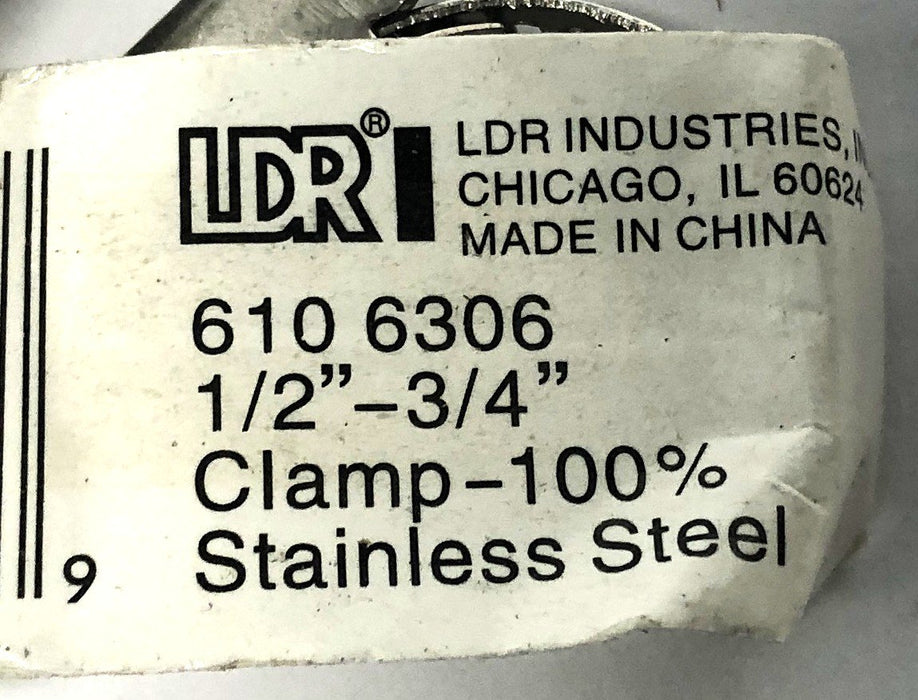 LDR 1/2-3/4 Inch Stainless Steel Clamp 610 6306 [Lot of 2] NOS