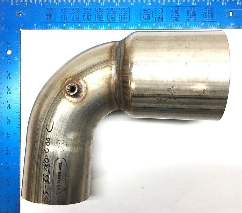 SF Tube 90-DEG 3-3/4" x 5" Exhaust Elbow 3/8" Sensor Bung Hole 55-35380-000 NOS