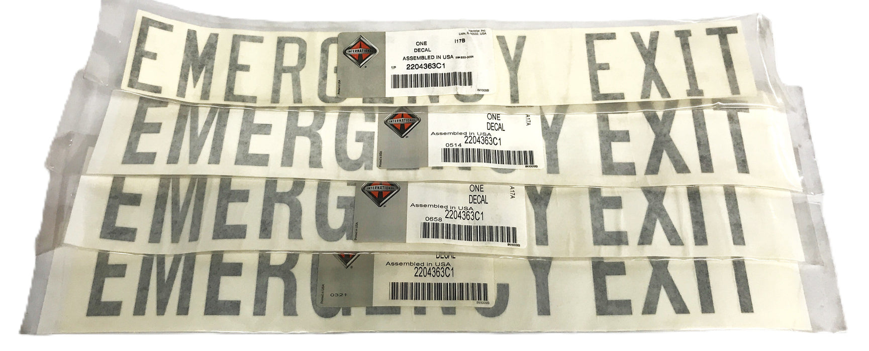 International "Emergency Exit" Decal Kit 2204363C1 [Lot of 4] NOS