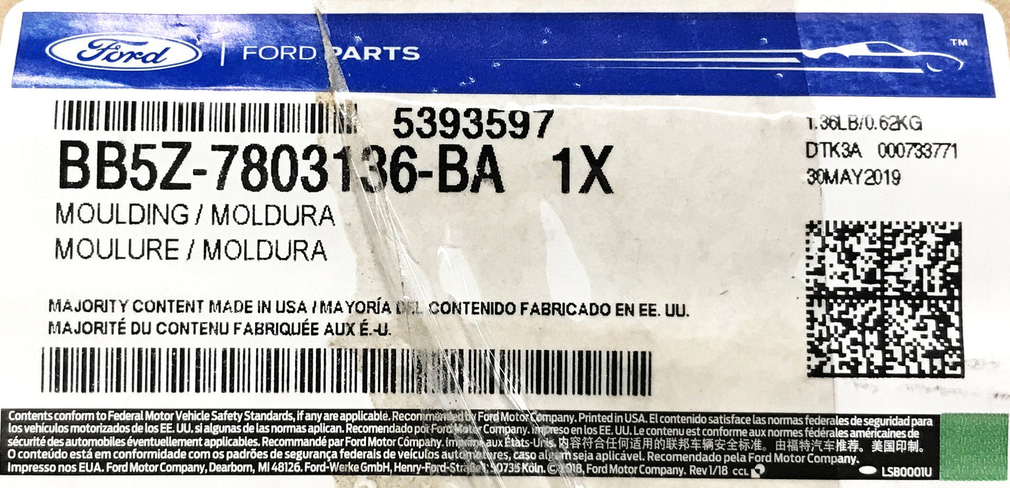 Ford Front Lower Right Windshield Molding BB5Z-7803136-BA [Lot of 2] NOS