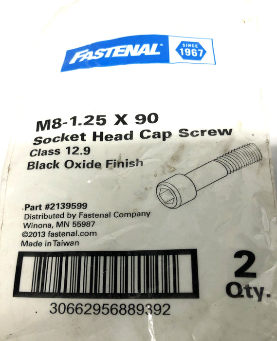 Fastenal Socket Head Cap Screw Class 12.9 M8-1.25x90 [Lot of 2] NOS