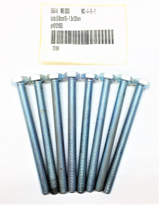 MILWAUKEE CYLINDER 10-1.5x120mm Zinc Plated Bolt 0121833 [Lot of 8] NOS