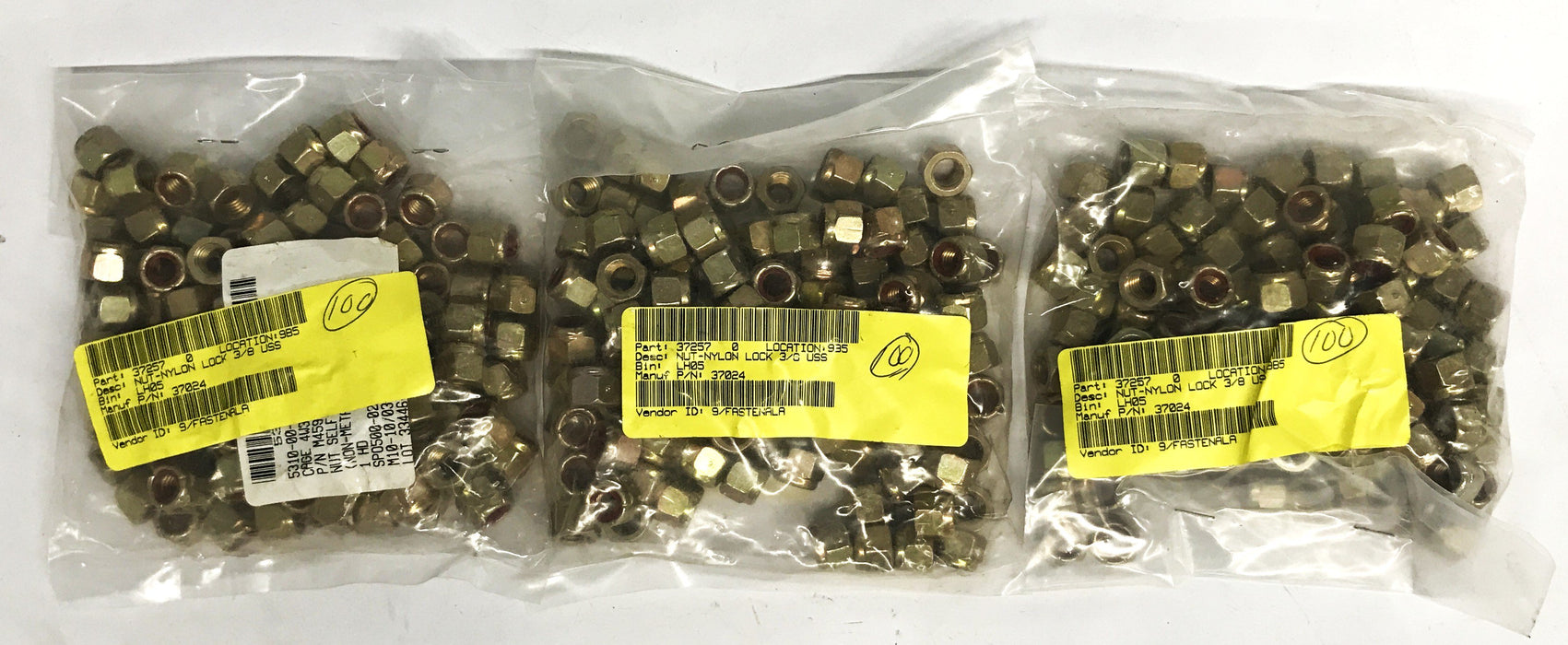 Fastenal 3/8 inch Nylon Insert Zinc-Plated Lock Nut 37024 [Lot of 300] NOS