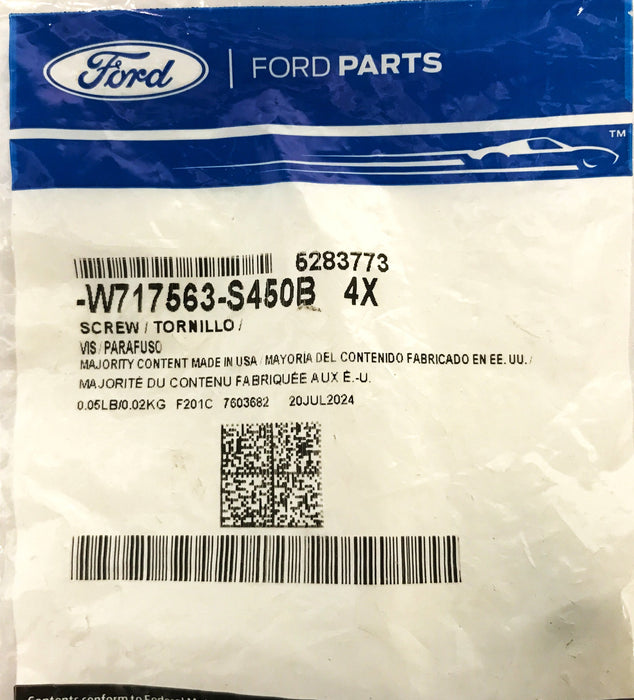 Ford Tailgate Gap Cover Screw W717563-S450B [Lot of 4] NOS