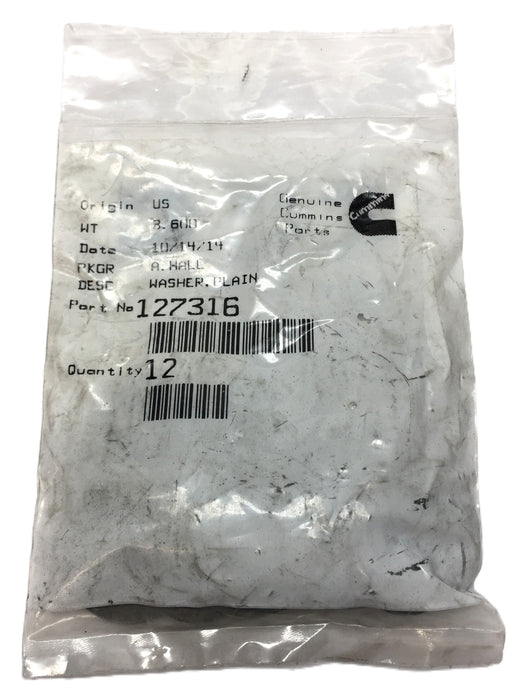 Cummins Plain Washer Pack 127316 (12pcs) NOS