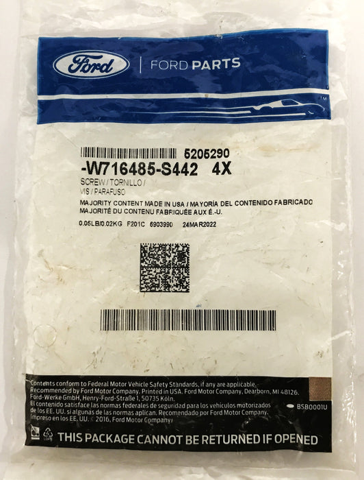 Ford Bumper Bracket Screw W716485-S442 [Lot of 4] NOS