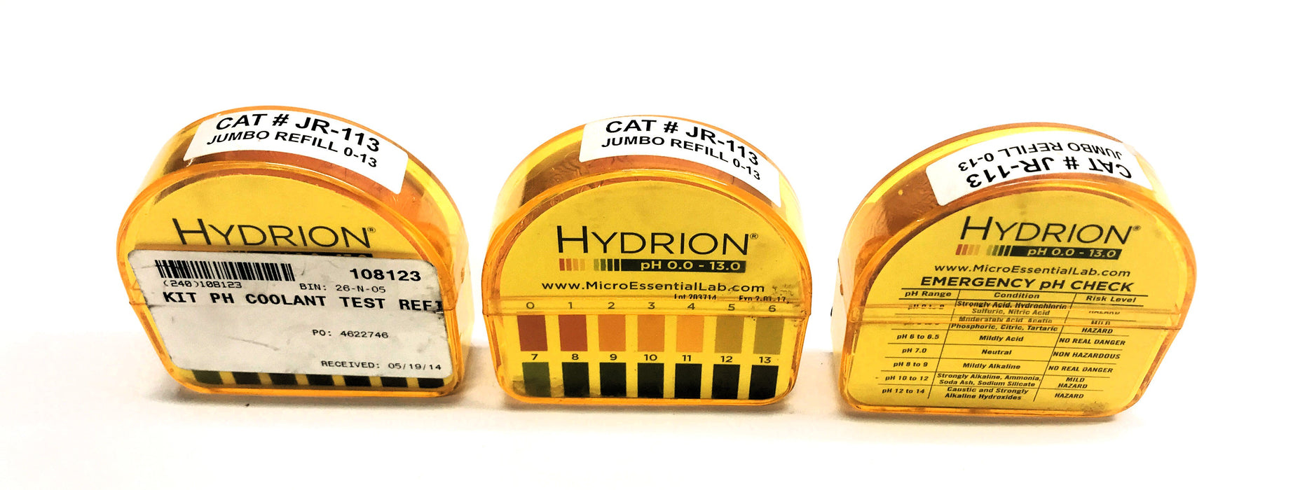 Hydrion PH 0.0-13.0 Jumbo Refill JR-113 [Lot of 3] NOS
