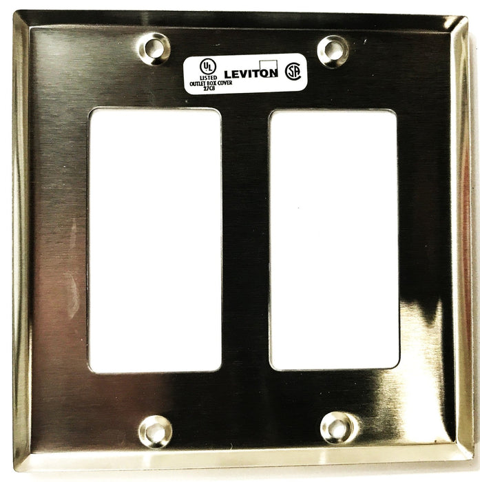 Leviton 2-Gang 2-Port Stainless Steel Wall Plate 84409-40 [Lot of 9] NOS