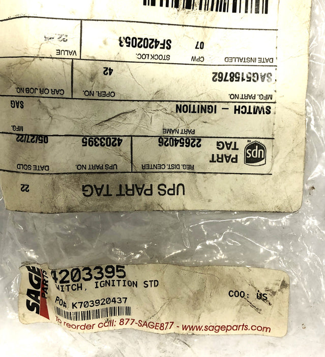 Sage Parts Forklift Ignition Switch Assembly 4203395 (SAG5158762) NOS