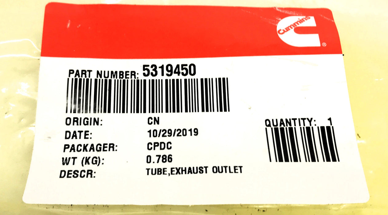 Cummins Exhaust Tube Outlet 5319450 NOS