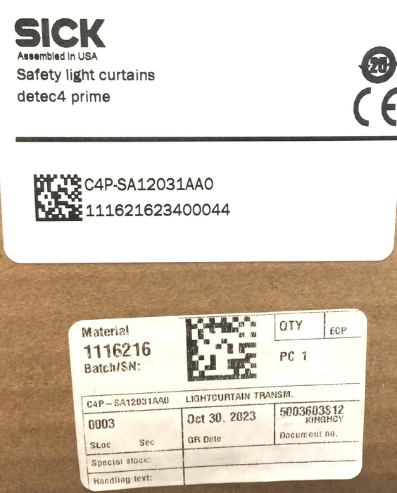 Sick deTec 4 Safety Light Curtain Transmitter Sender C4P-SA12031AA0 NOS