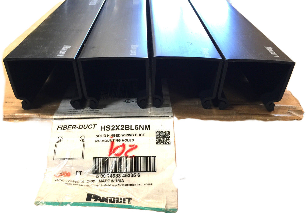 Panduit 2" x 6' Black PVC Hinged Duct Channel HS2X2BL6NM [Lot of 4] NOS