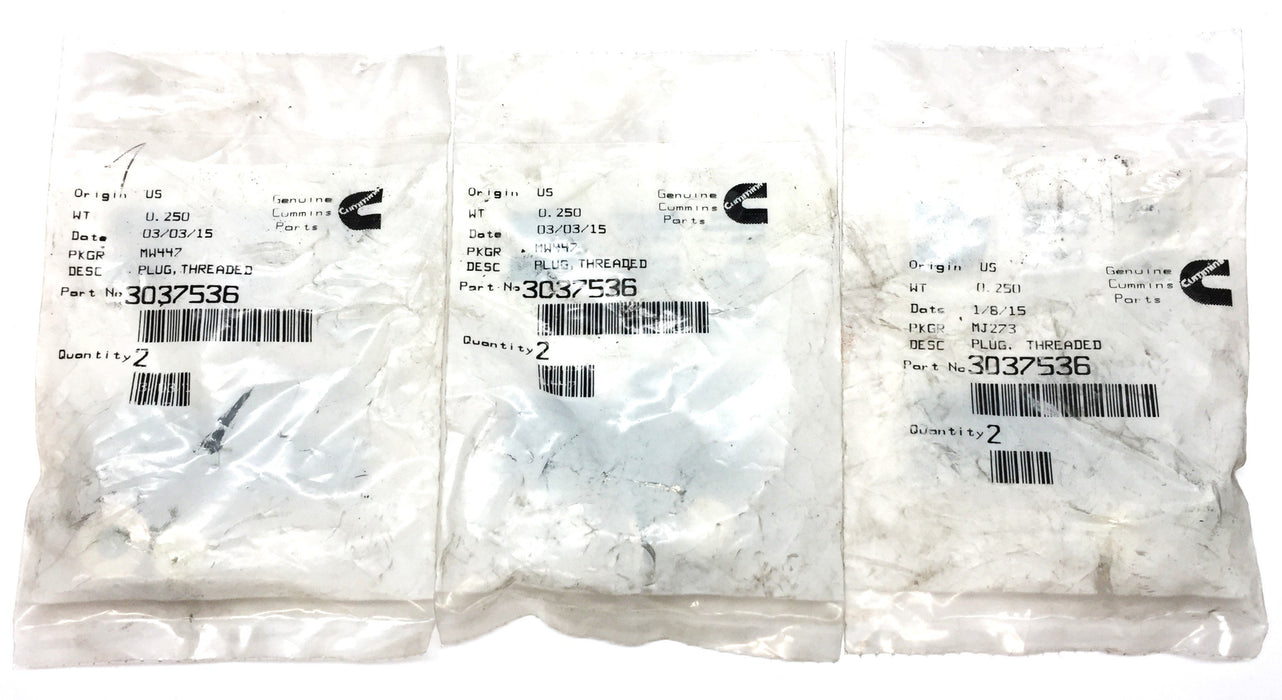 Cummins Threaded Plug 3037536 [Lot of 6] NOS