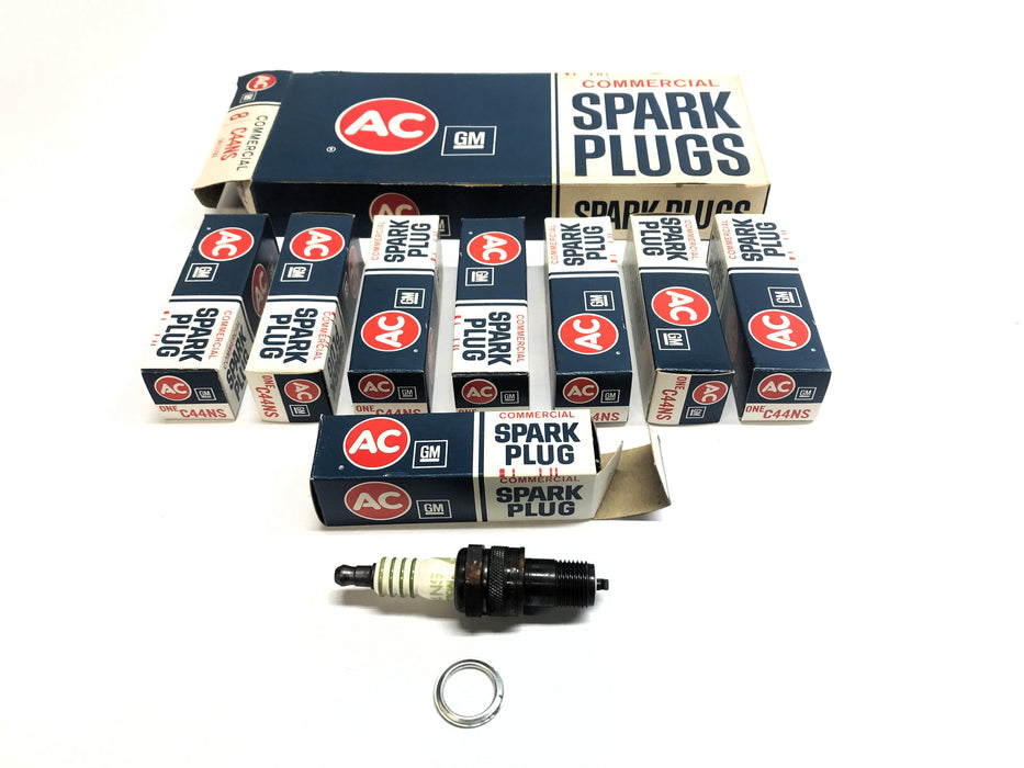 AC Box of (8) Green Striped Spark Plugs C44NS (5612792) Vintage NOS