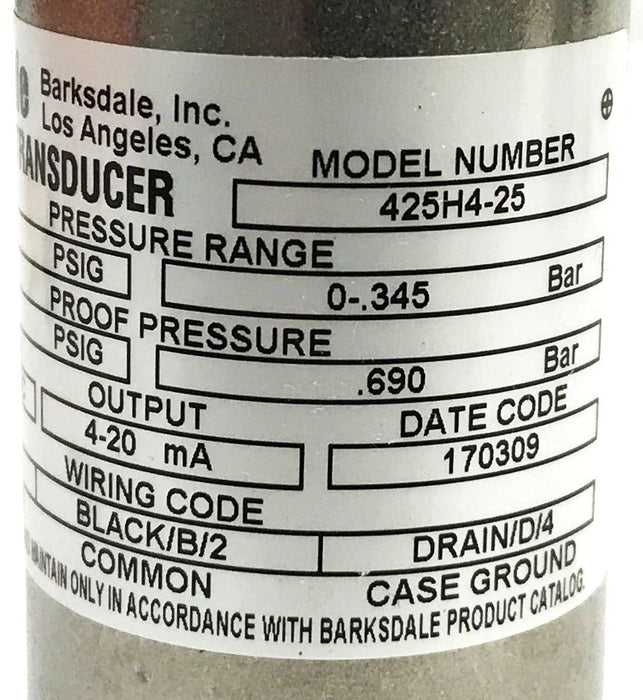 Barksdale 420 Series Transducer 425H4-25 NOS