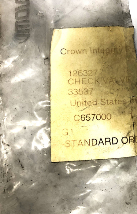 Crown 04 1618 Forklift Check Valve 126327 (CV08-20) NOS