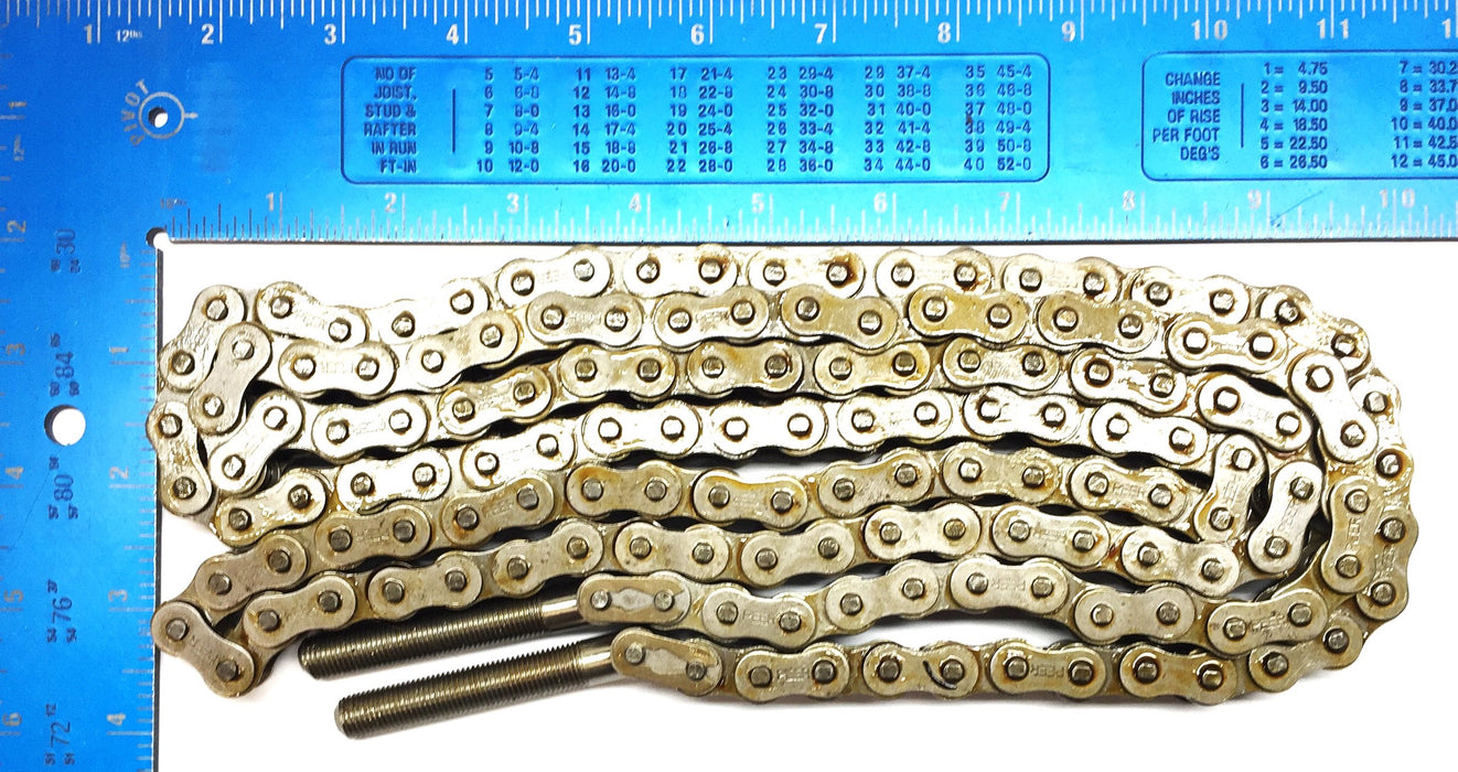 Peerless 76" Rod end-to-Rod end ANSI 40 Stow and Deploy Roller Chain NOS