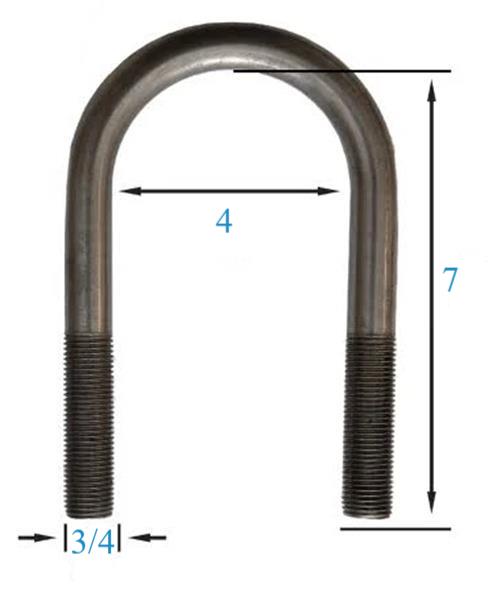 Unbranded 3/4" x 4" x 7" U-Bolt NOS