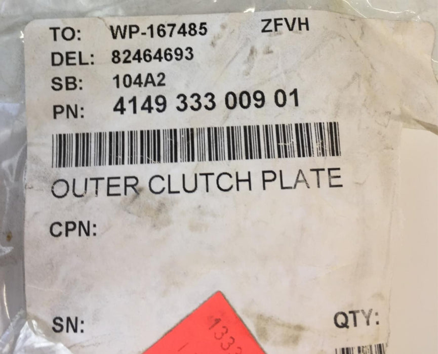 ZF Transmission Outer Clutch Plate 414933300901 NOS