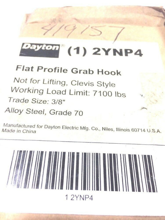 Dayton Flat Profile Red Grab Hook Alloy Steel Grade 70 2YNP4 NOS