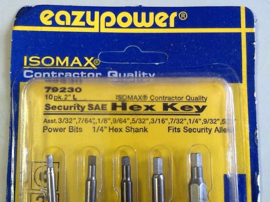 Easypower 79230 10pk. 2"L Security SAE Hex Key Set (SKU#2530/A42/4)