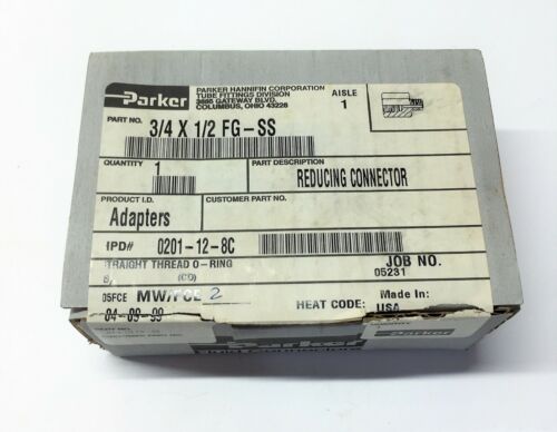 Parker 3/4 x 1/2 FG-SS Stainless Steel Expander/Adapter (NPTF/NPTF) NOS