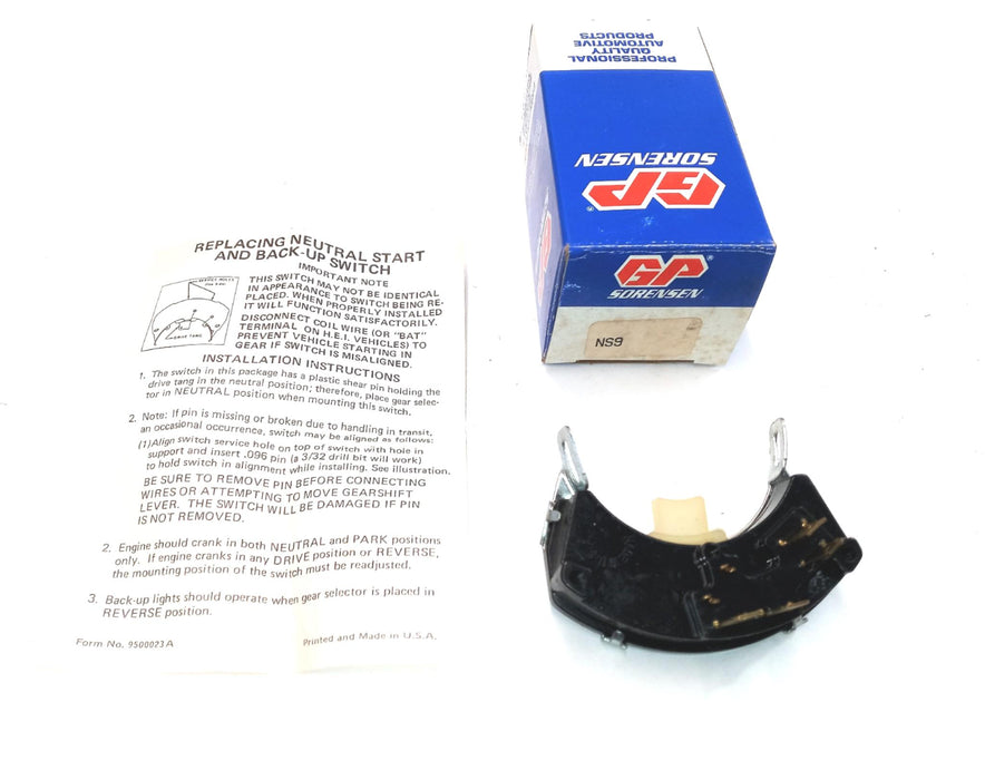 GP Sorensen Neutral Safety Switch NS9 NOS