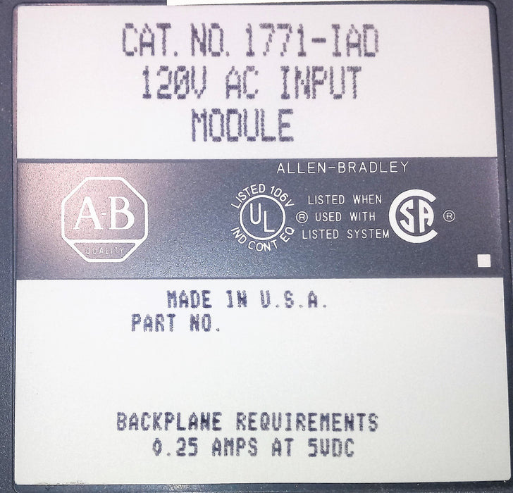 Allen-Bradley AC Input Module 1771-IAD USED