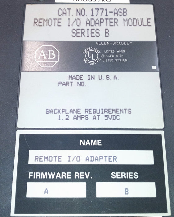 Allen-Bradley Remote I/O Adapter Module 1771-ASB Series B Firmware Rev. A USED