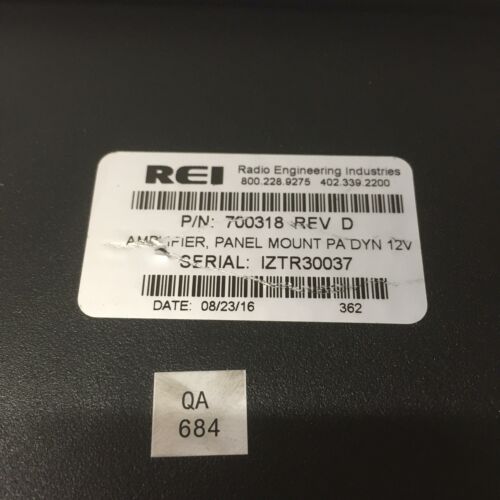 Radio Engineering Industries REI Panel Mount PA Amplifier 700318 NOS