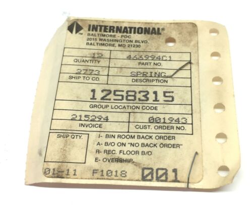 International/Navistar Hardware Spring 466994C1 NOS