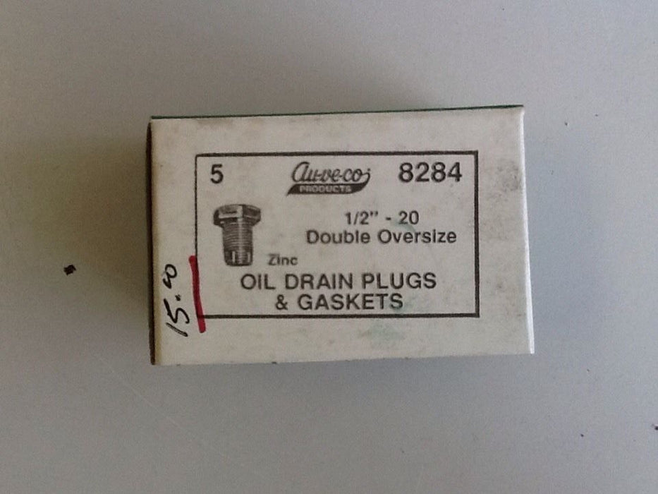 Auveco 8284 1/2"-20 Double Oversize Plugs with Gaskets, Box Of 5 NOS