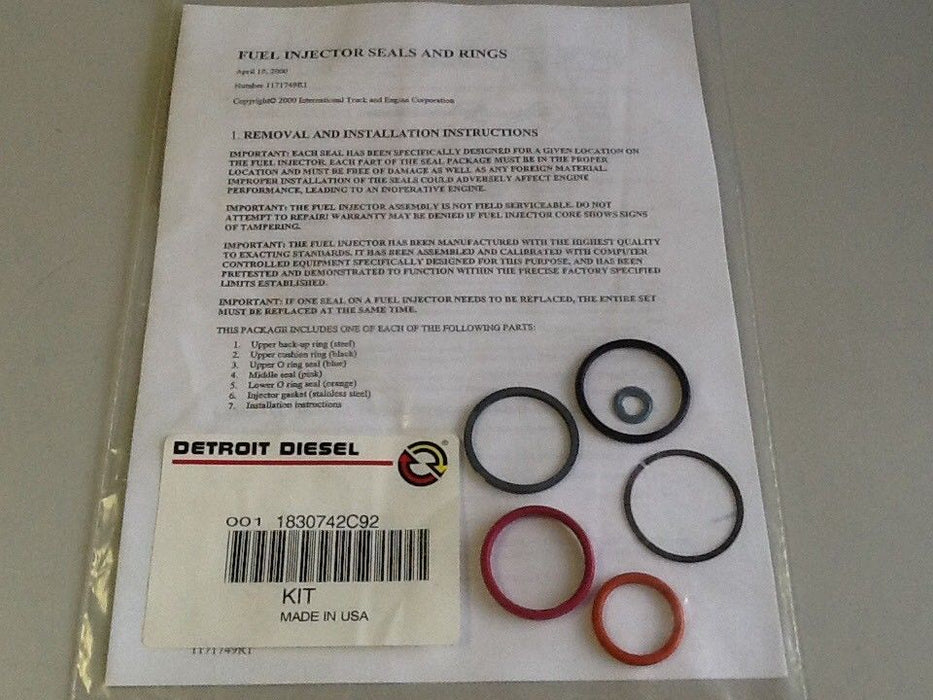 Detroit Diesel 1830742C92 Fuel Injector Seals & Rings (SKU#2657/C103/5)