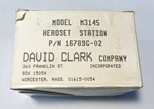 David Clark Co. Headset Station 16789G-02 NOS