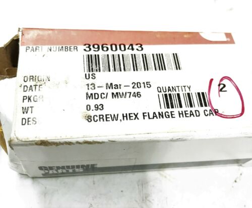 Cummins OEM Flange Bolt 3960043 [Lot of 2] NOS