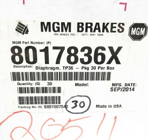 ?MGM Brakes Type 36 Brake Chamber Diaphragm 8017836X [Lot of 15] NOS