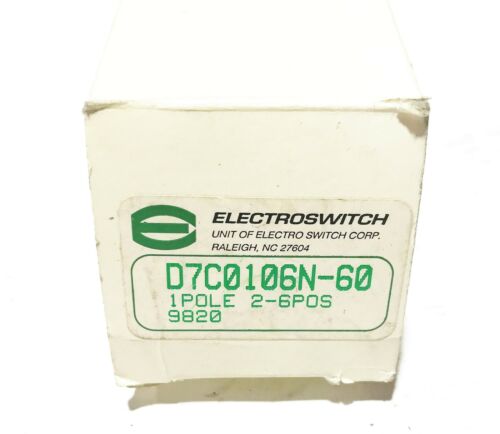 Electroswitch 1 Pole 2-6 Position Rotary Switch D7C0106N-60 NOS