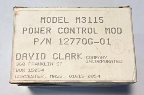 David Clark Co. Power Control Module 12770G-01 NOS